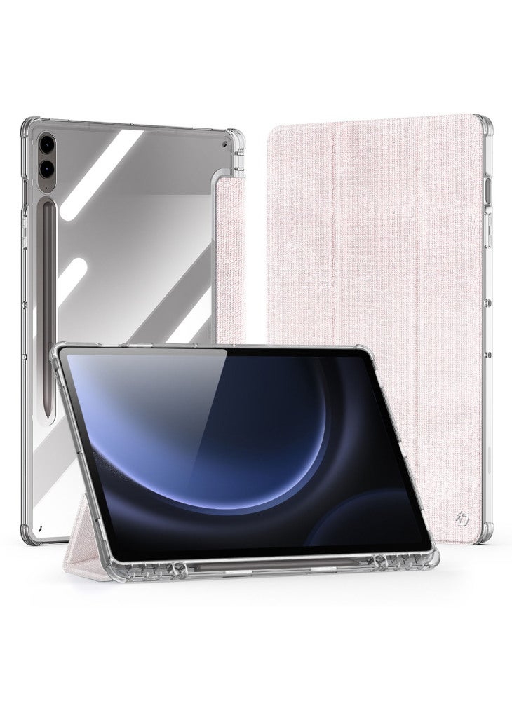 جراب Unid Series لجهاز Samsung Galaxy Tab S10+/S9+/S9 FE+ مع خاصية الإيقاظ/السكون التلقائي مصنوع من مادة TPU+PC+جلد شفاف - وردي فاتح - Image 1